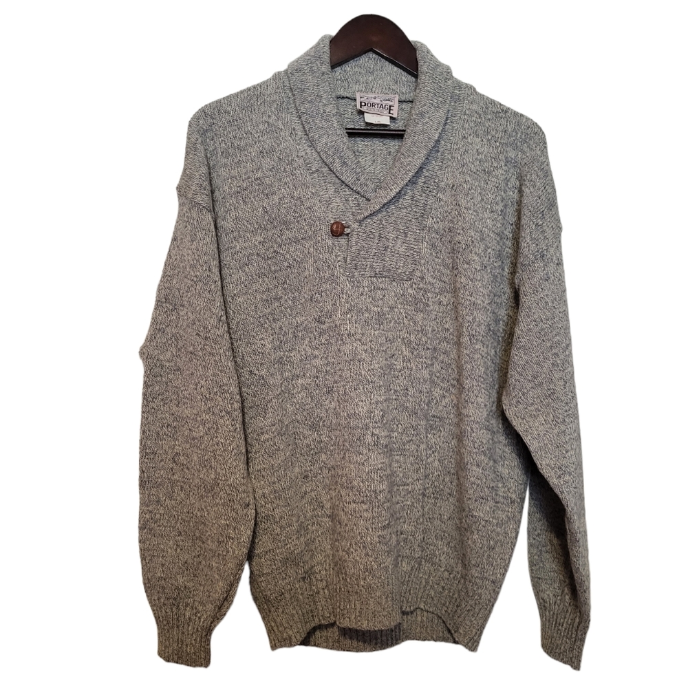 Vintage Portage Original men's wool blend shawl collar sweater size L